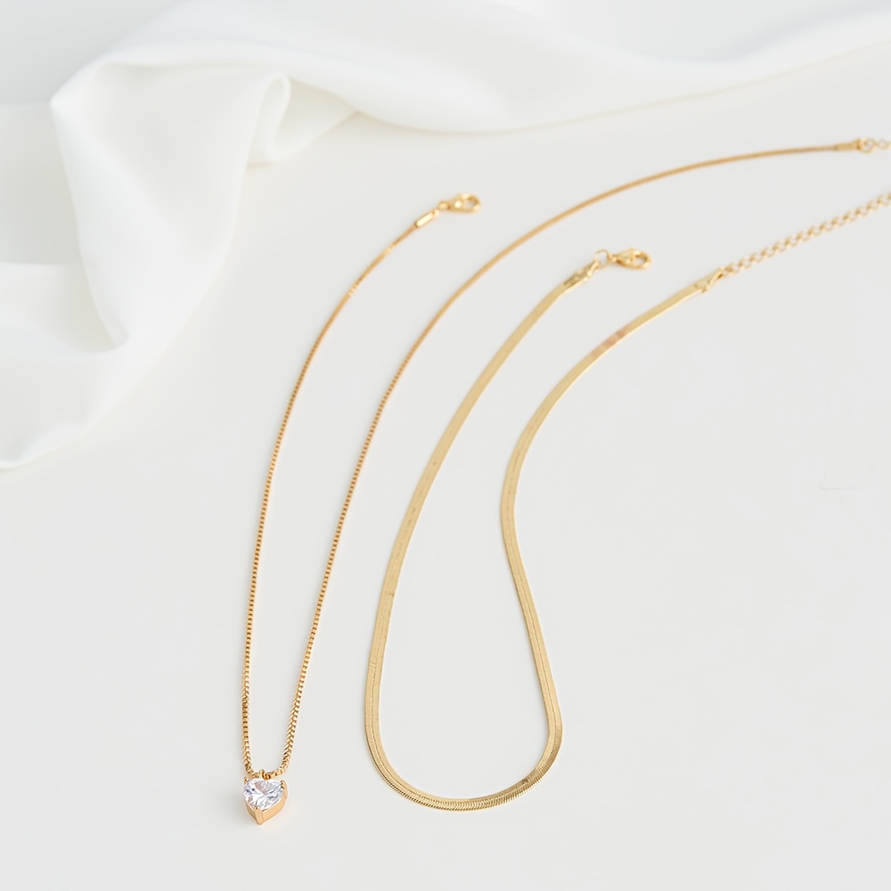 Women's Sparkling Heart-Shaped Zirconia Double-Layer Necklace